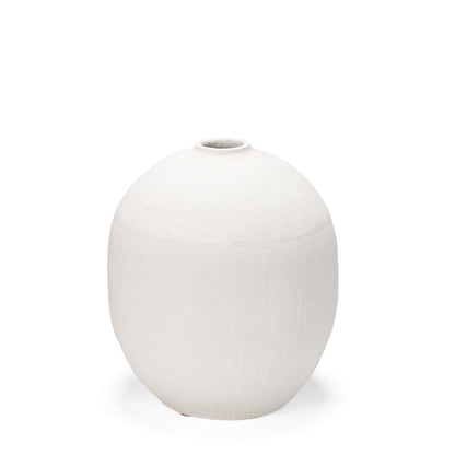 Karakum I Short White Textured Ceramic Vase