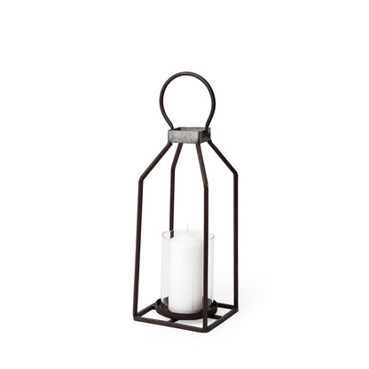 Kingston II Small Rustic Metal Framed Table Candle Holder