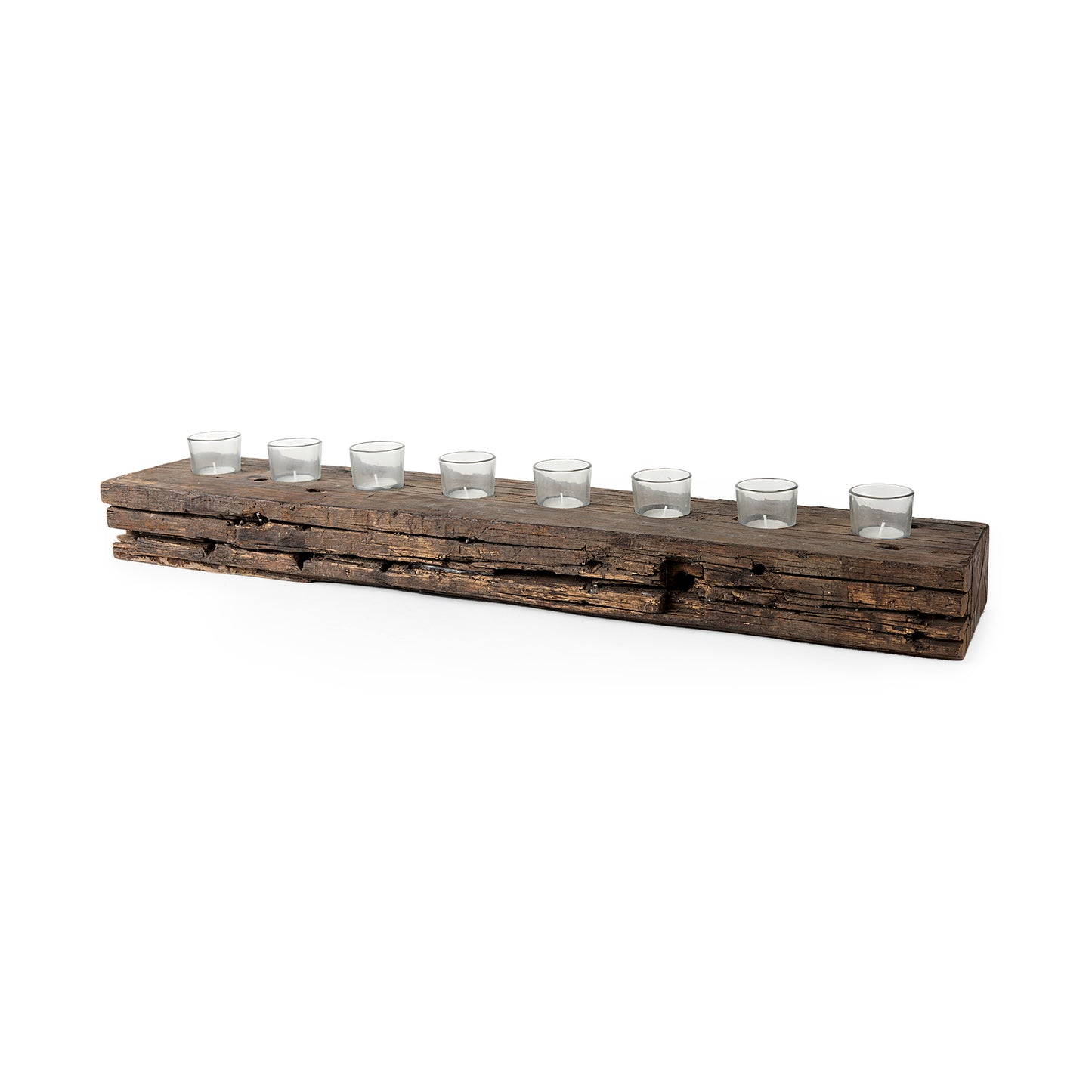 Lakara Reclaimed Wood Eight Tealight Table Candle Holder