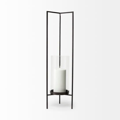 Abigail I Large Gunmetal Gray Metal Table Candle Holder