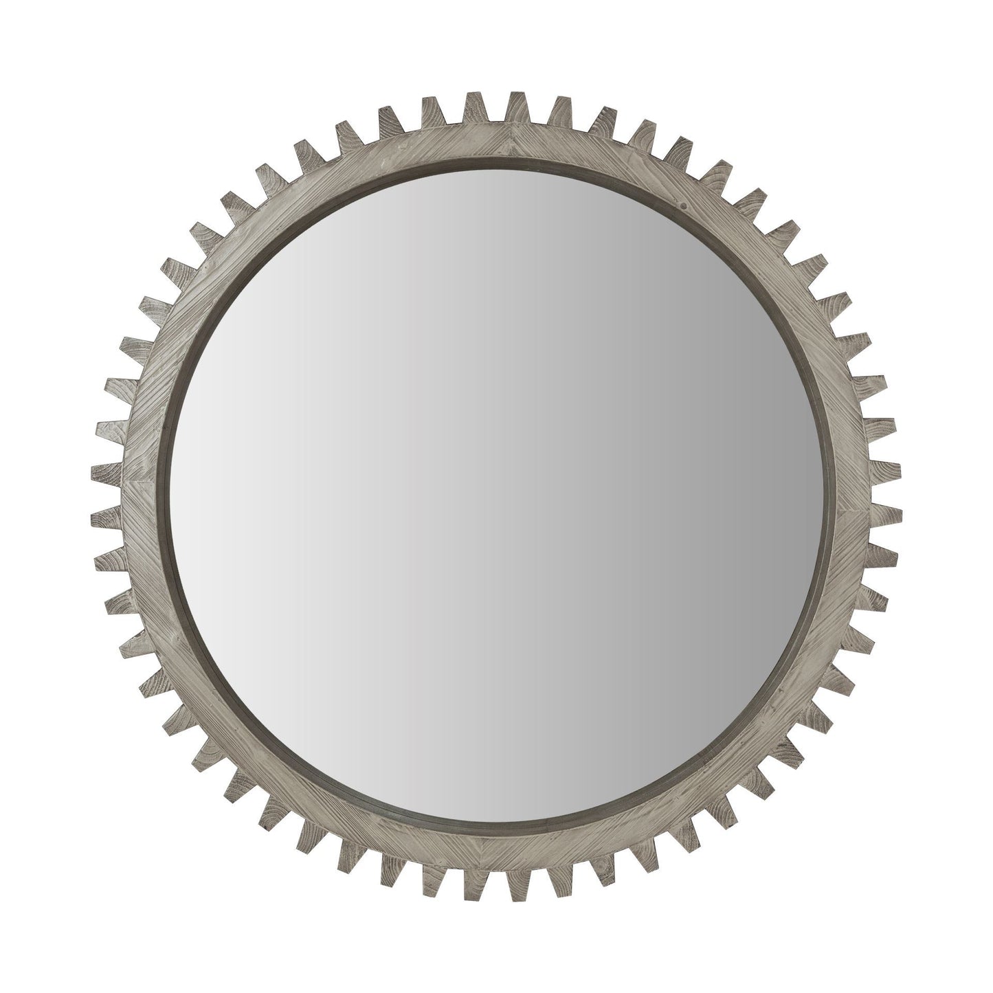 Cog Mirror 44" Round Gray Wood Frame Mirror