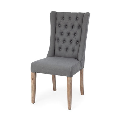 Mackenzie II Gray Plush Linen Covering Ash Solid Wood Base Dining Chair