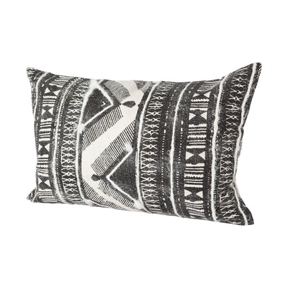 Beveridge II 14 x 26 Black And White Embroidered Pattern Decorative Pillow Cover