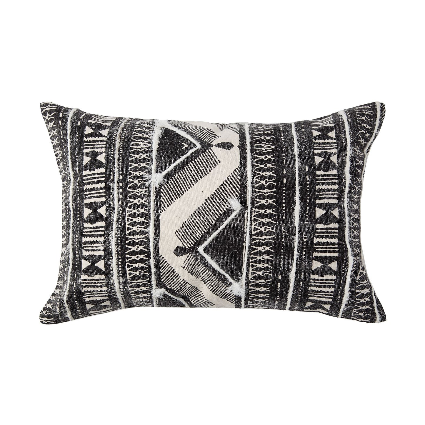 Beveridge II 14 x 26 Black And White Embroidered Pattern Decorative Pillow Cover
