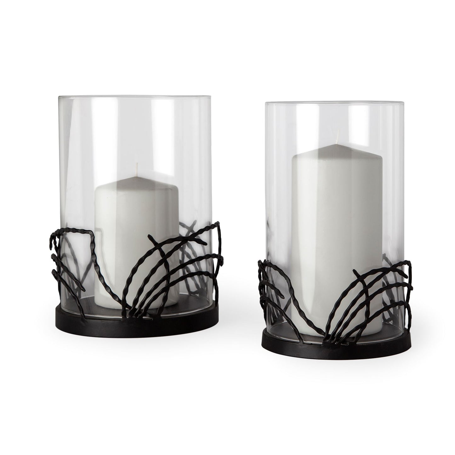 Cutlass I Set of Two Black Metal Base Table Candle Holders