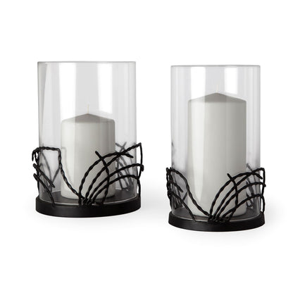 Cutlass I Set of Two Black Metal Base Table Candle Holders