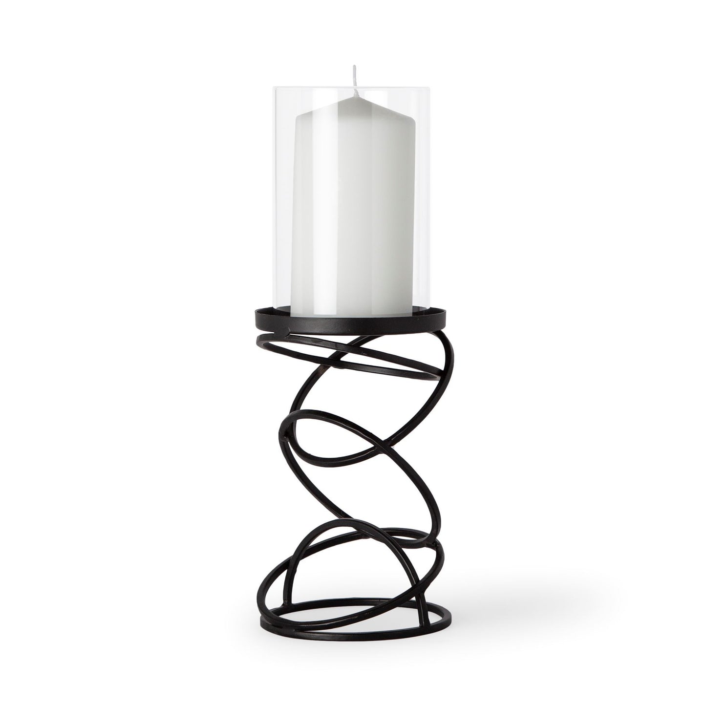 Omega I Small Black Metal Stacked Ring Table Candle Holder