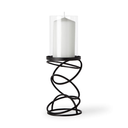 Omega I Small Black Metal Stacked Ring Table Candle Holder
