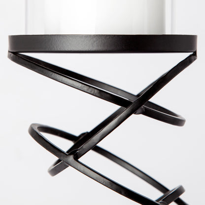Omega I Small Black Metal Stacked Ring Table Candle Holder