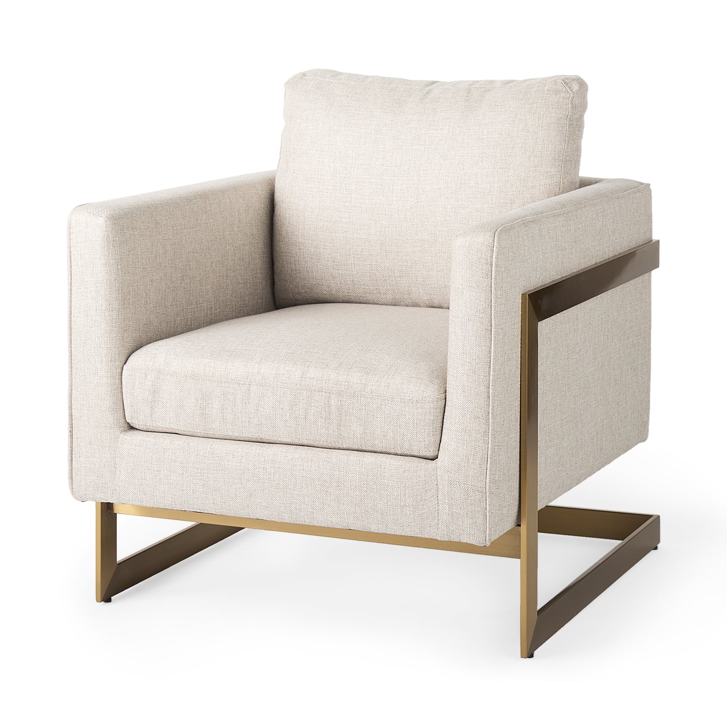 Rupert Cream Poly-Linen Seat w/ Gold Stainless Steel Frame Accent Chair