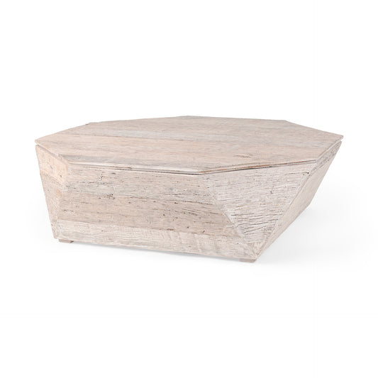 Esagono Octagonal Reclaimed Wood Coffee Table w/ Storage