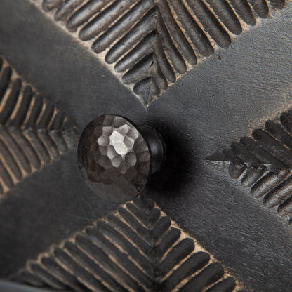 Hogarth 48x24 Rectangular Brown Solid Wood Top Iron Metal Base w/6 Drawers Coffee Table