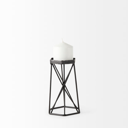 Sixx I Small Antiqued Metal Hexagonal Table Candle Holder
