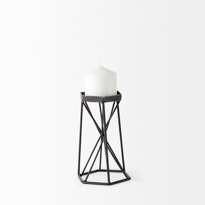 Sixx I Small Antiqued Metal Hexagonal Table Candle Holder