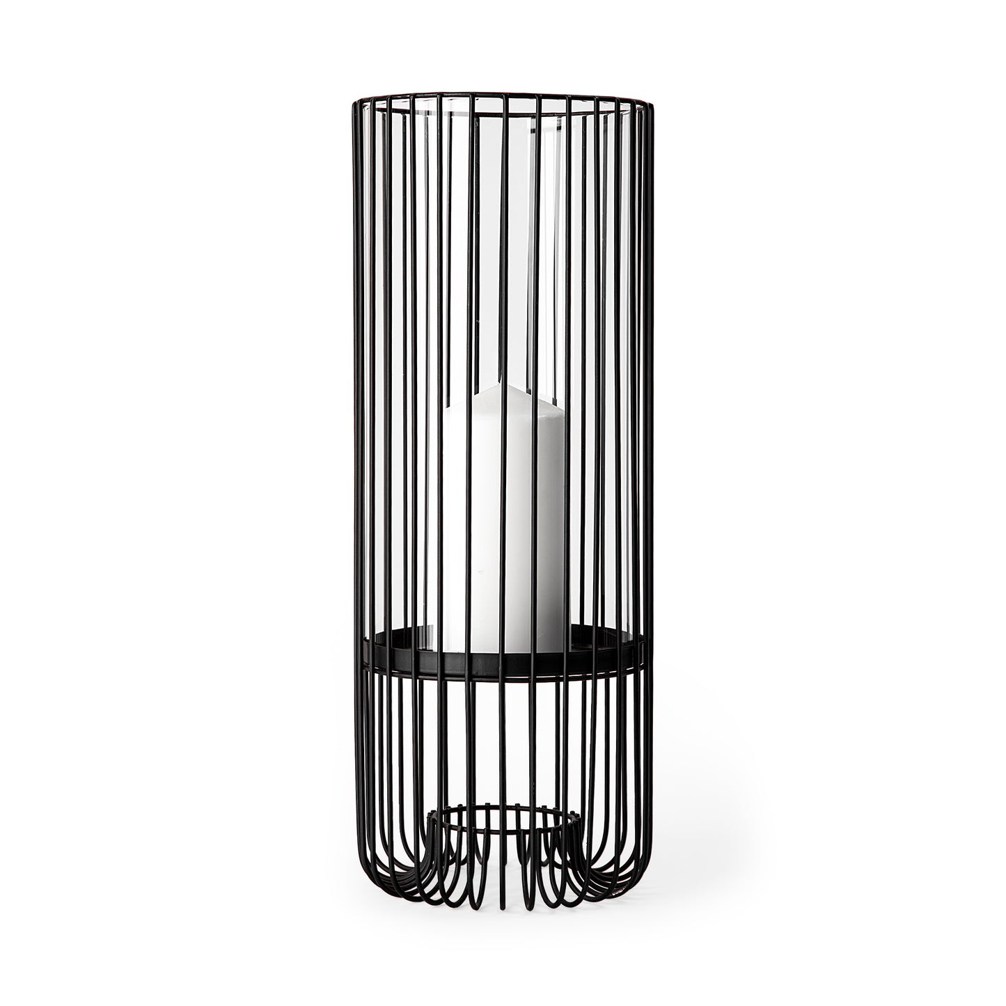Velo II Large Black Metal Cylindrical Table Candle Holder