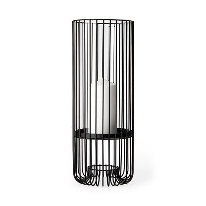 Velo II Large Black Metal Cylindrical Table Candle Holder