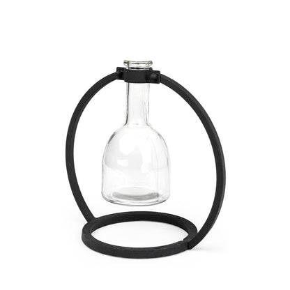 Monica I Short Black Metal Glass Bottle Vase