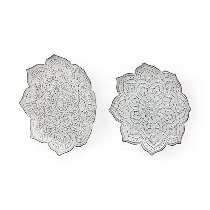 Miranda Set of 2 Stamped Metal Lotus Flower Wall Decor