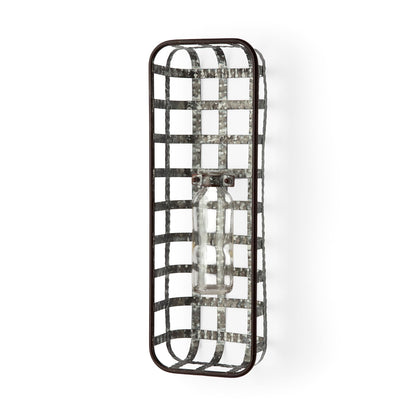 Margaret Wall Mounted Basket w Glass Bottle for Botanicals or Floral