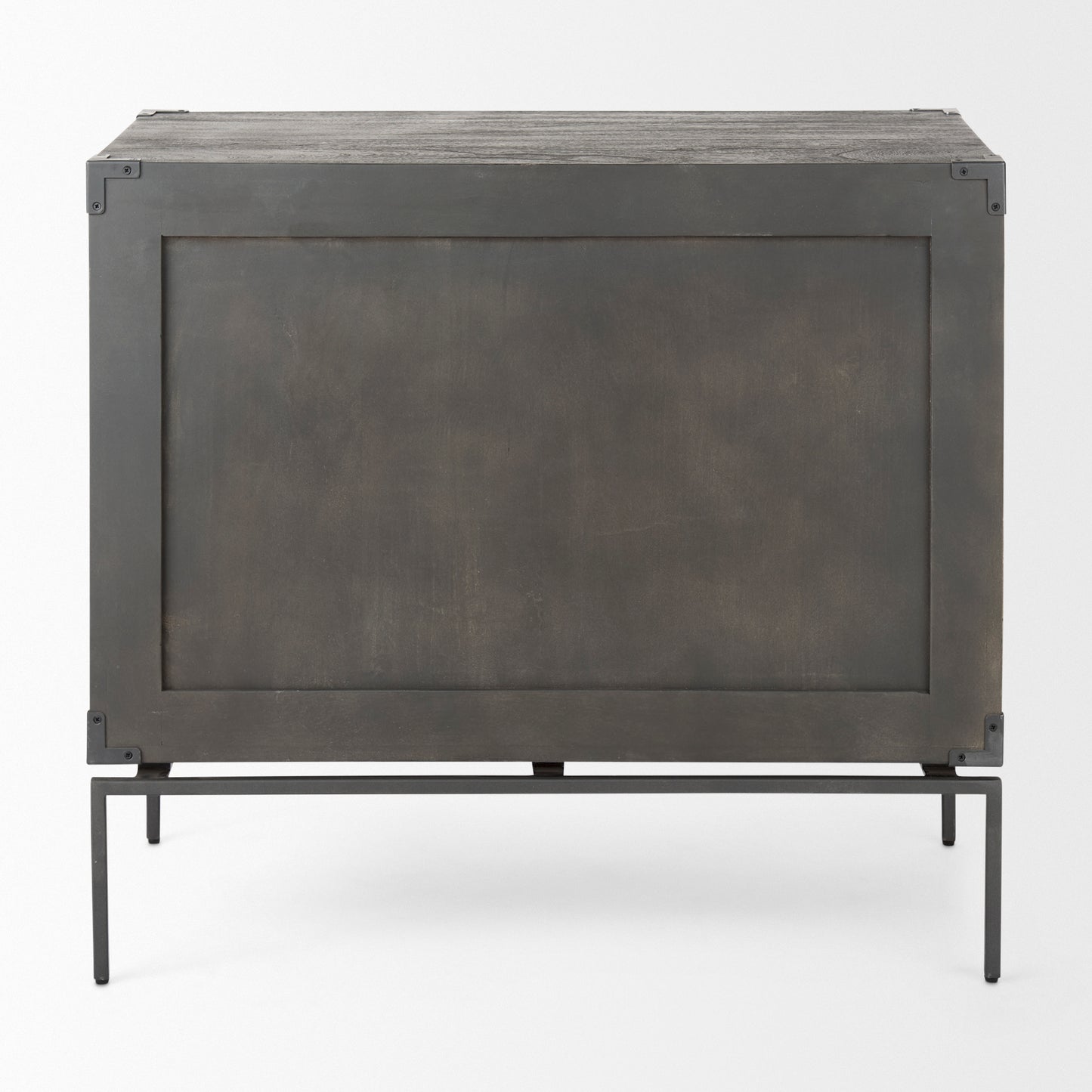 Ward 34L x 18W Brown Wood and Iron 3 Drawer Accent Cabinet