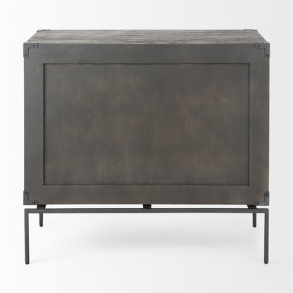 Ward 34L x 18W Brown Wood and Iron 3 Drawer Accent Cabinet