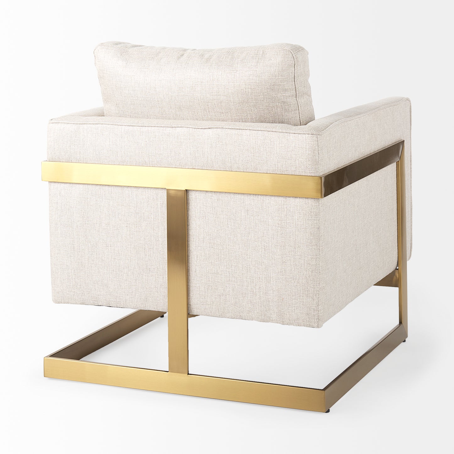 Rupert Cream Poly-Linen Seat w/ Gold Stainless Steel Frame Accent Chair