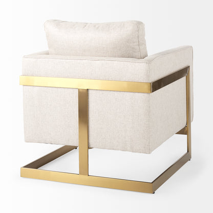 Rupert Cream Poly-Linen Seat w/ Gold Stainless Steel Frame Accent Chair