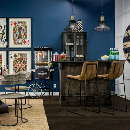 Cheers Dark Brown Solid Wood Wine Bottle Storage Kitchen Island