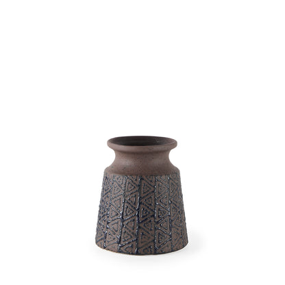 Sefina I Small Brown/Black Patterned Ceramic Vase