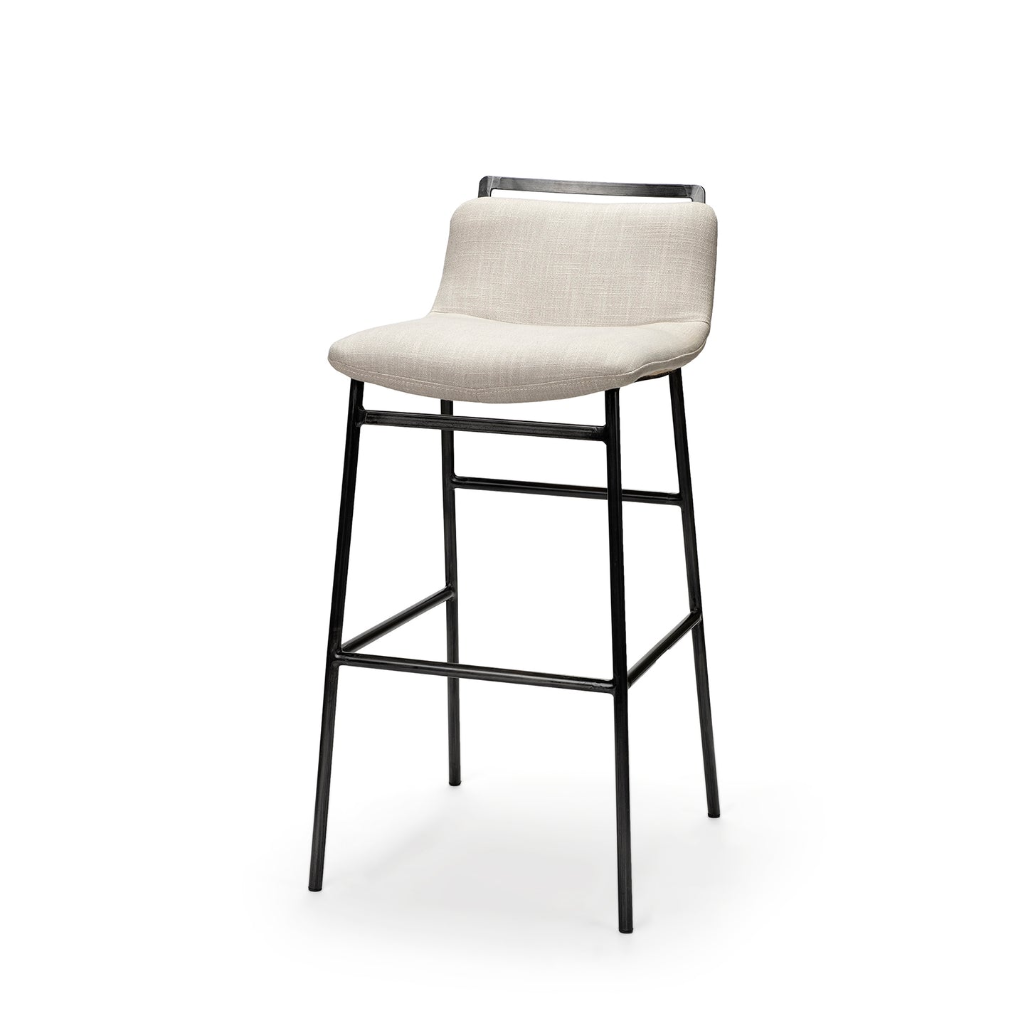 Kavalan 33.5" Total Height Beige Upholstered Seat Gray Metal Frame Counter Stool