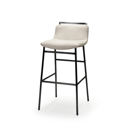 Kavalan 33.5" Total Height Beige Upholstered Seat Gray Metal Frame Counter Stool