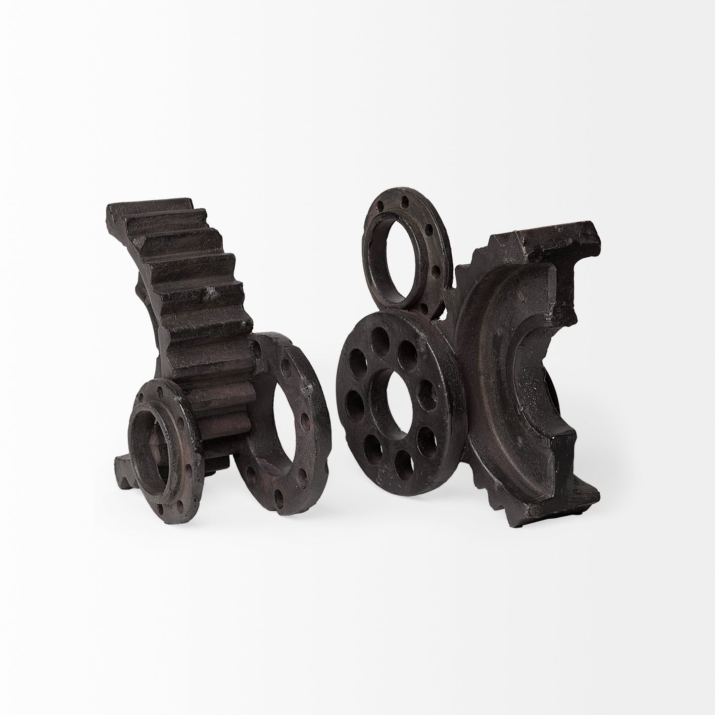 Cogsworth Set of 2 14L x 4W Brown Resin Industrial Gear Bookends