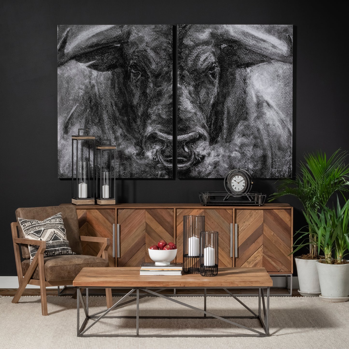 Velo II Large Black Metal Cylindrical Table Candle Holder