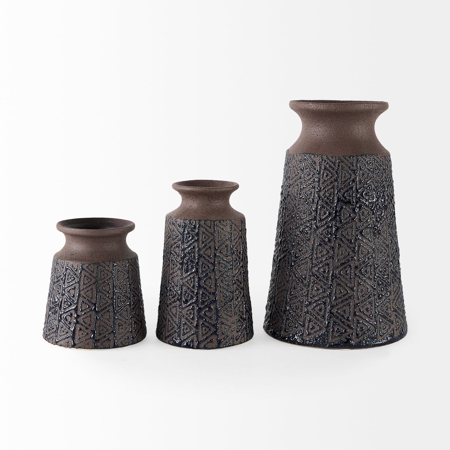 Sefina I Small Brown/Black Patterned Ceramic Vase