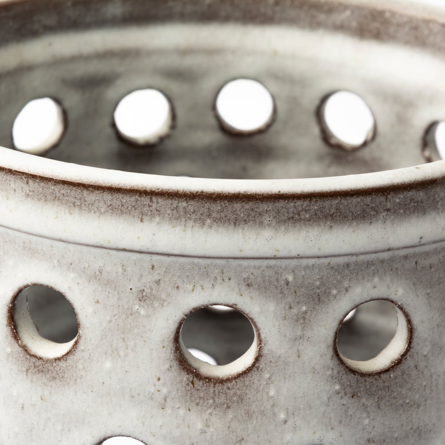 Canasta Small Rustic White Ceramic Cylindrical Vase