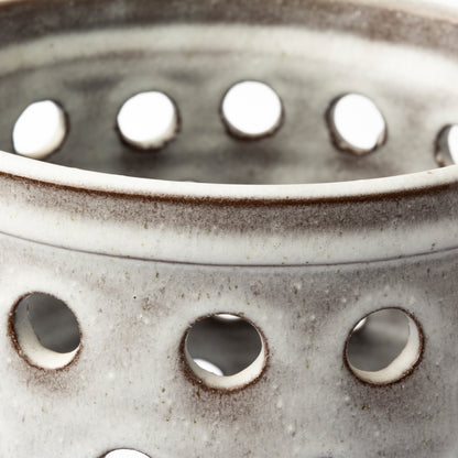 Canasta Small Rustic White Ceramic Cylindrical Vase