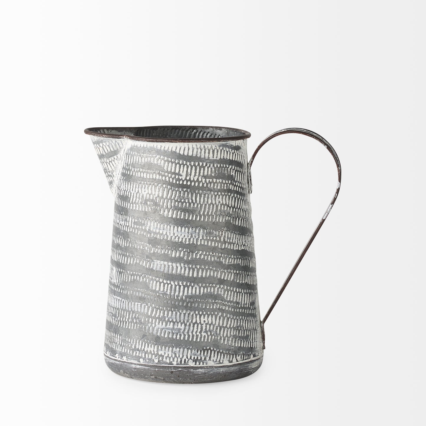 Serena I 8H Small Gray/White Textured Metal Jug