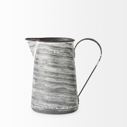 Serena I 8H Small Gray/White Textured Metal Jug