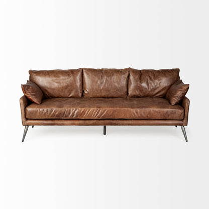 Cochrane II 82L x 33W x 32.25H Brown Leather Three Seater Sofa