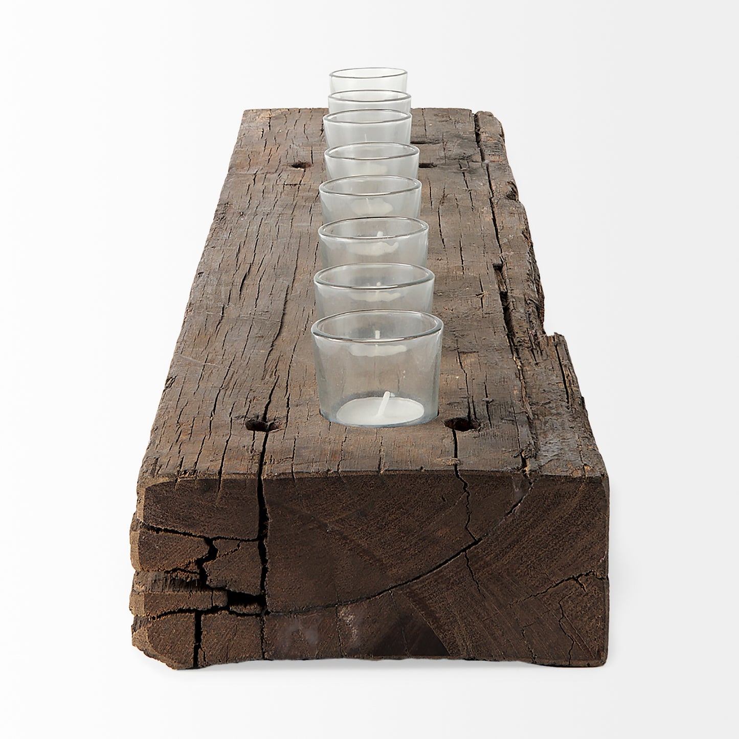 Lakara Reclaimed Wood Eight Tealight Table Candle Holder