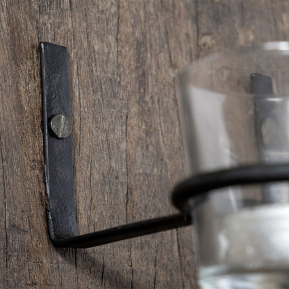 Burlington 66"H Brown Reclaimed Wood 10 Metal Ring Wall Candle Holder