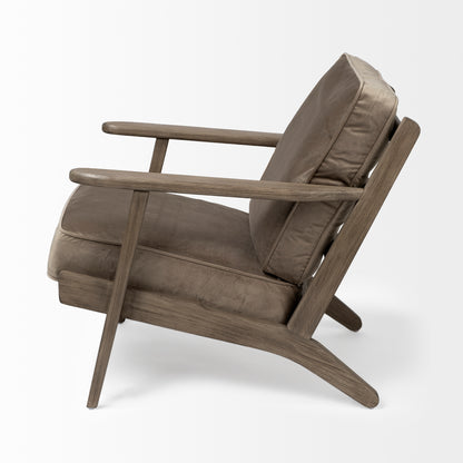 Olympus II Brown Velvet Covered Wooden Frame Accent Chair