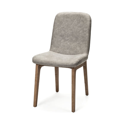 David Grey Fabric Wrap Medium Brown Wood Base Dining Chair