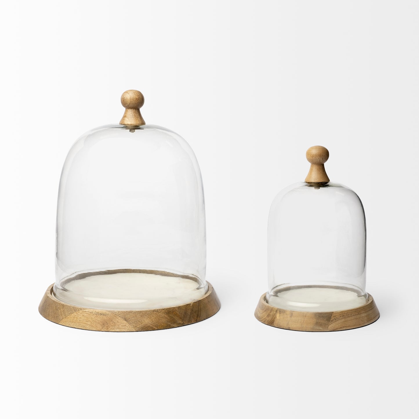 Campana I Small Wooden/White Marble Base Glass Cloche