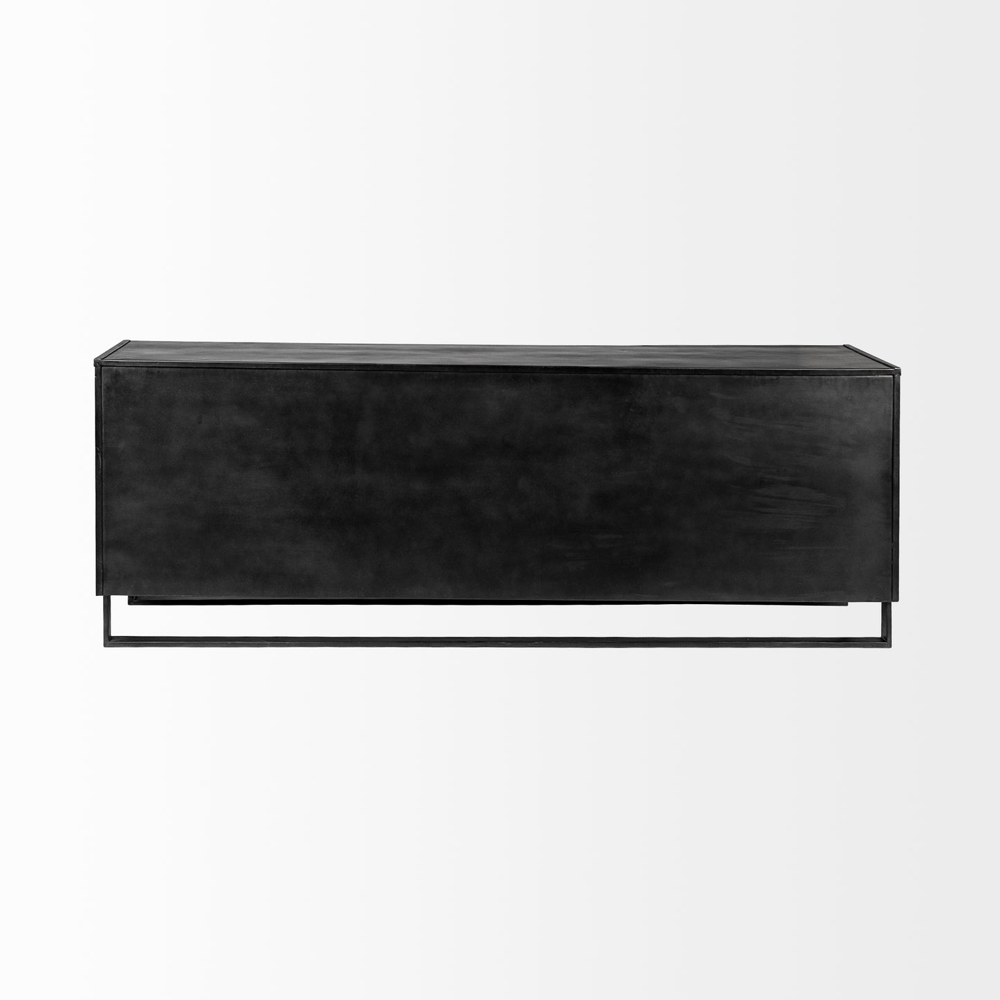 Alvin 82x20 Brown Solid Wood With Black Metal Frame 3 Drawer 2 Cabinet Door Sideboard