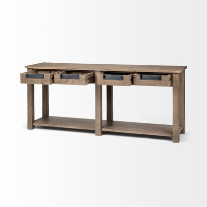Harrelson III 72L x 18W Brown Wood 4 Drawer Console Table