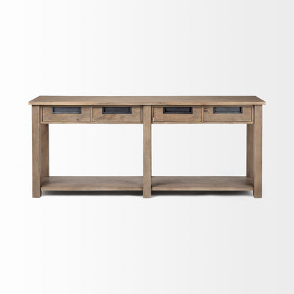Harrelson III 72L x 18W Brown Wood 4 Drawer Console Table