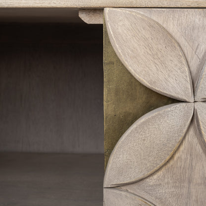 Excelsior I (72x18.3) Solid Wood Gold Metal Base 4 Cabinet Door SideBoard