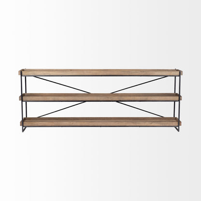 Trey I 80L x 16W Brown Wood and Black Iron Console Table