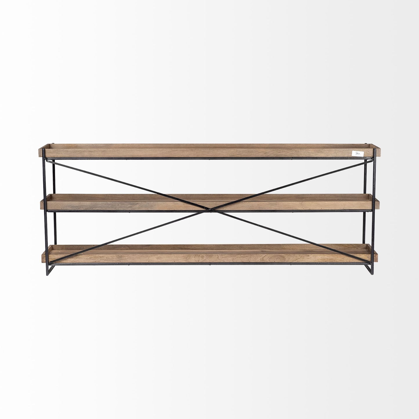 Trey I 80L x 16W Brown Wood and Black Iron Console Table